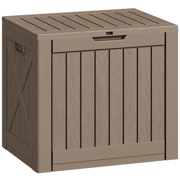 40 Gal. Lockable Resin Outdoor Deck Box for Package Delivery, Light Brown