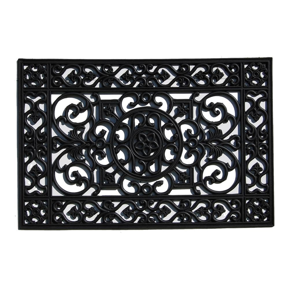 Black Rubber Rectangular Indoor/Outdoor Doormat