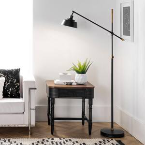 Aviva 64 in. Black Iron Contemporary Floor Lamp with Shade