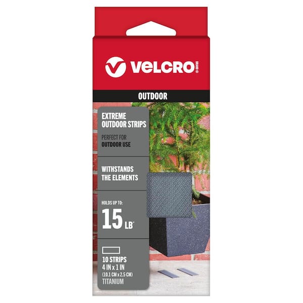 VELCRO 4 in. x 1 in. Titanium Strips (10-Pack)