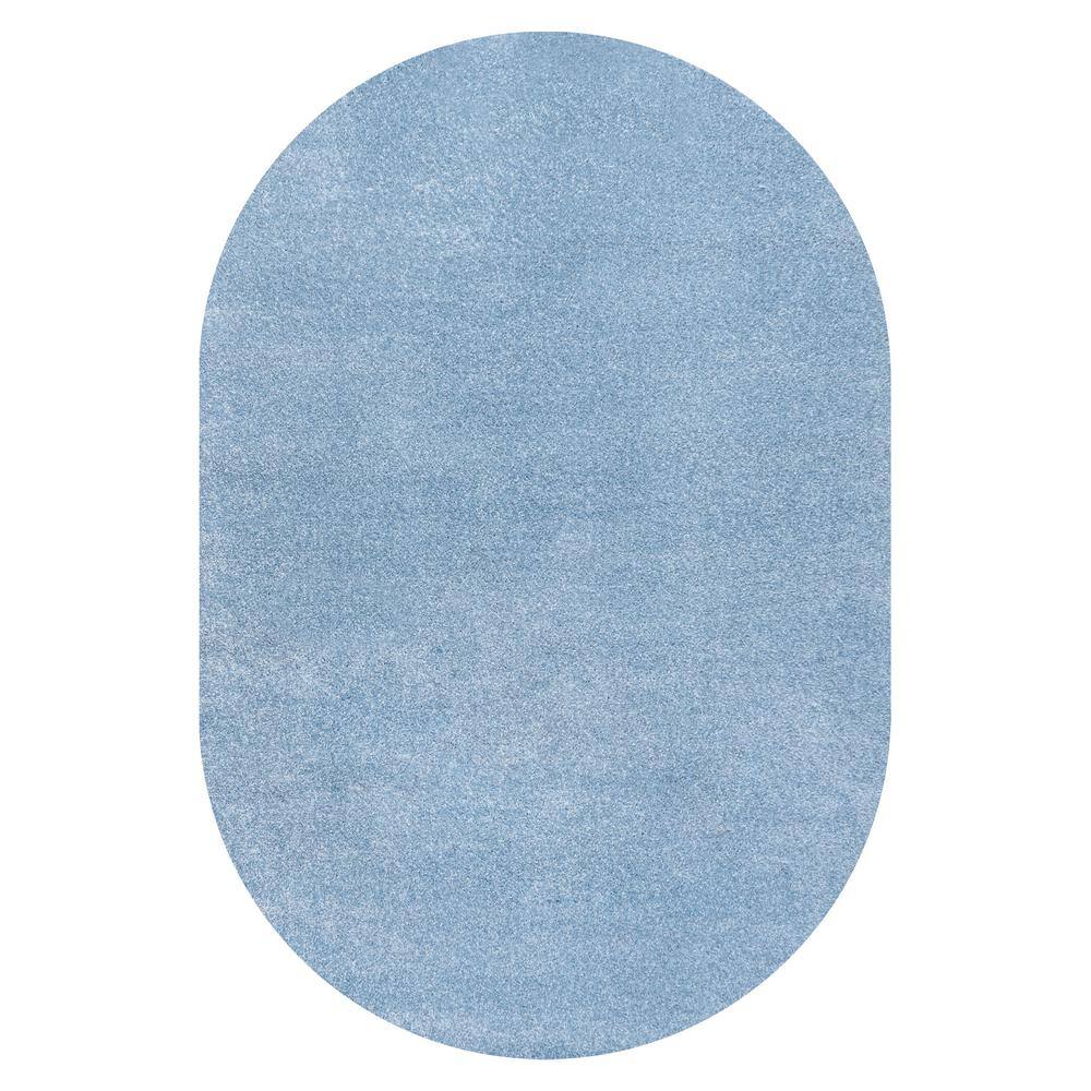 Classic Blue Oval Synthetic Easy Care 6' x 9' Area Rug