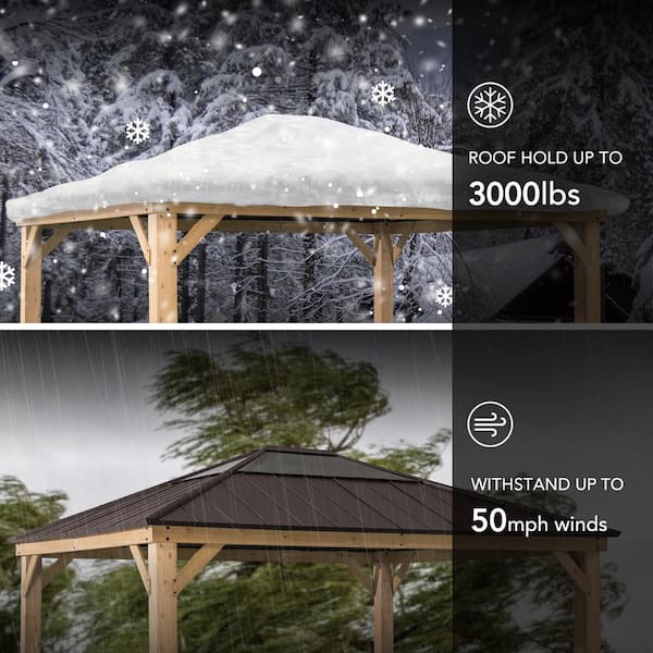 Sunjoy Macie Outdoor Patio 13 ft. x 15 ft. Brown Wooden Frame