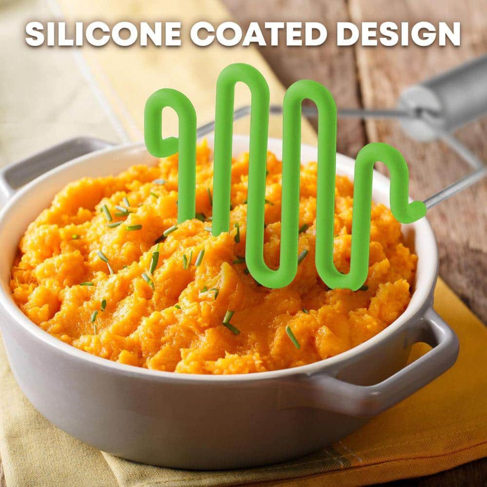 Light Green Silicone and Stainless Steel Potato Masher