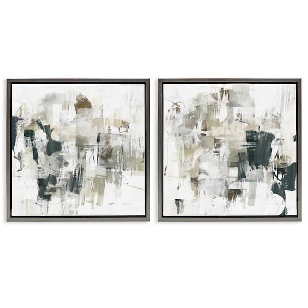Stupell Industries Distressed Pale Paint by June Erica Vess 2 Pieces Gray Floater Frame Abstract Graphic Art Print 18 in. x 18 in.