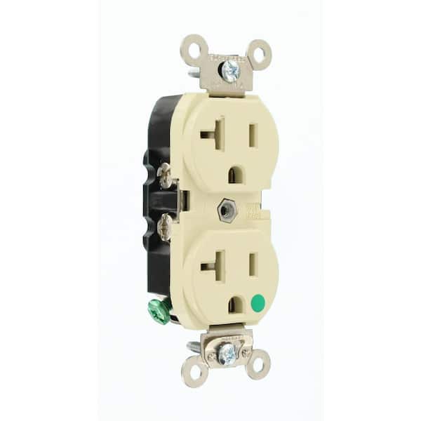 20 Amp 125 V Hospital Grade Duplex Outlet/Receptacle, Ivory (1-Pack) 8300-HLI