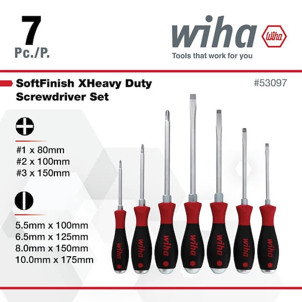 PHILTRE PHILIAセット Wiha Soft Finish XHeavy Duty Slotted and Phillips Screwdriver Set