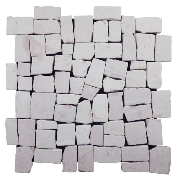 CRUZ BAY STUDIO Block Tile White 11 in. x 11 in. x 9.5 mm Mesh-Mounted Mosaic Tile (9.28 sq. ft. / case)
