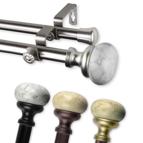 EMOH 13/16" Dia Adjustable 28-48" Double Curtain Rod in Cocoa with Johona Finials