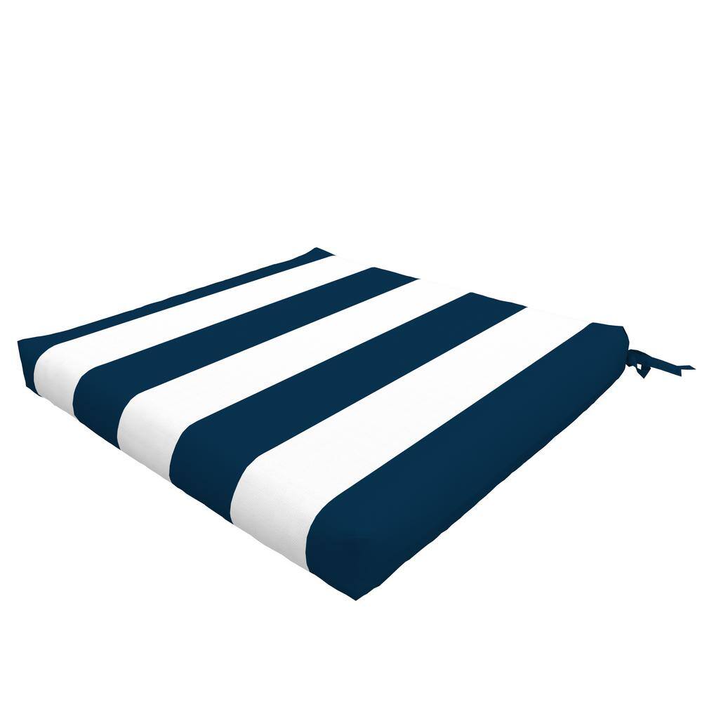 Navy and White Stripe All-Weather Outdoor Seat Cushion Pair