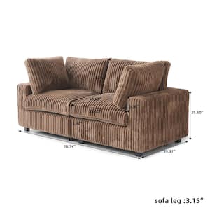 78 in. Square Arm Velvet Deep Seat 2-Piece Plush Loveseat Comfy Cloud Modular Sectional Sofa for Apartment in Brown