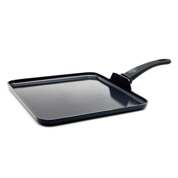 Soft Grip 11 in. Aluminum, PFAS Free Ceramic Non-Stick Square Griddle in Black