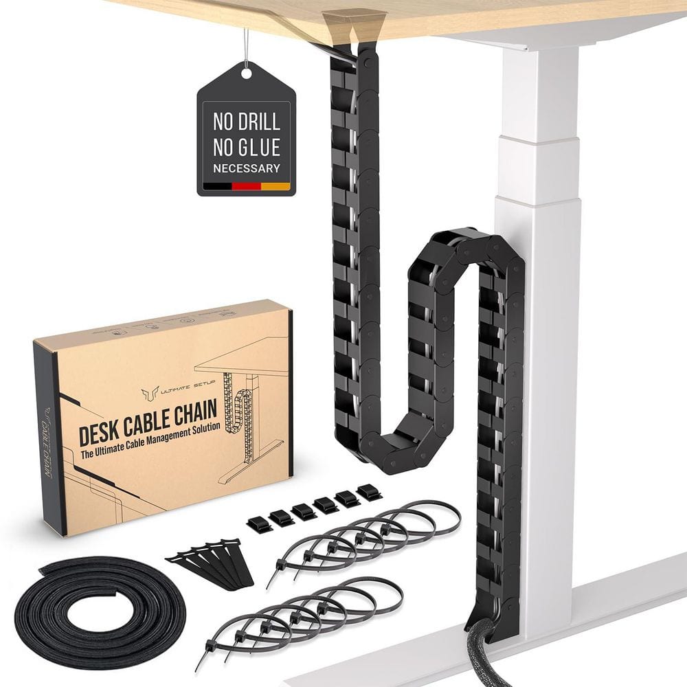 Black 4.36 ft. Adjustable Length Wire Management Under Desk Cable Management Vertebrae price history on PriceWatchPro