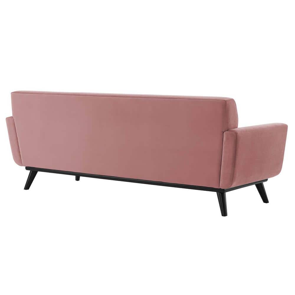 Dusty Rose Velvet Tufted Lawson Sofa with Wood Frame