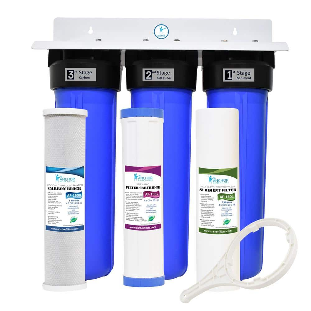 3-Stage Heavy Metal KDF and Activated Carbon Whole House Water Filtration System, 4.5 x 20 in -  ANCHOR WATER FILTERS, AF-6002