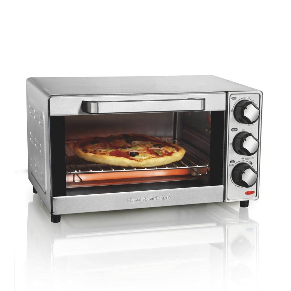 Stainless Steel 4-Slice Countertop Toaster Oven with Automatic Shutoff