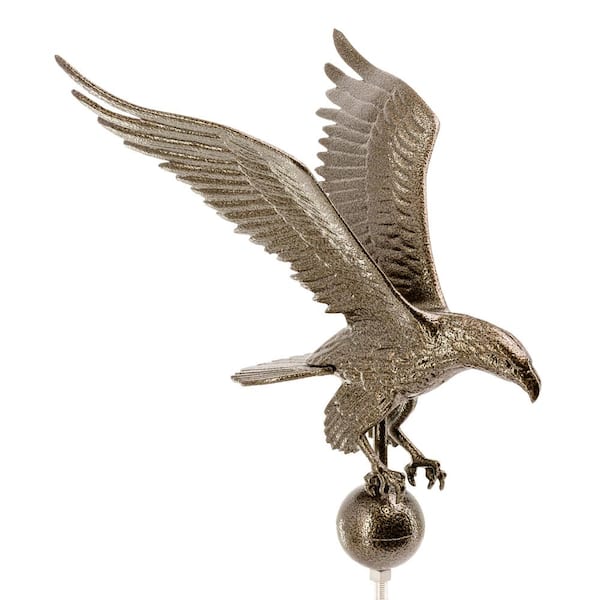 Montague Metal Products 18" Aluminum Flagpole Eagle - Hammered Bronze with Hammered Bronze Globe