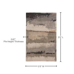 Juna Hand-Tufted Black/Taupe 2 ft. x 3 ft. Contemporary Rectangle Area Rug