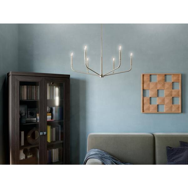 Kichler Madden 6-Light Brushed Nickel Modern/Contemporary Bare Bulb Chandelier