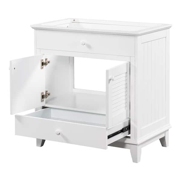 Aoibox 29.84 in. W x 18.07 in. D x 31.02 in. H Wood Bath Vanity Cabinet without Top in White Vanity Base with Drawers, Doors