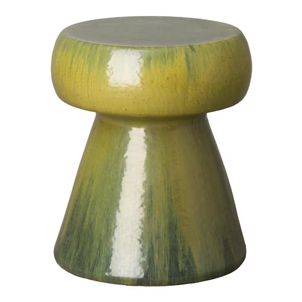 Emissary Portobello 18 in. H Tea Green Round Ceramic Garden Stool