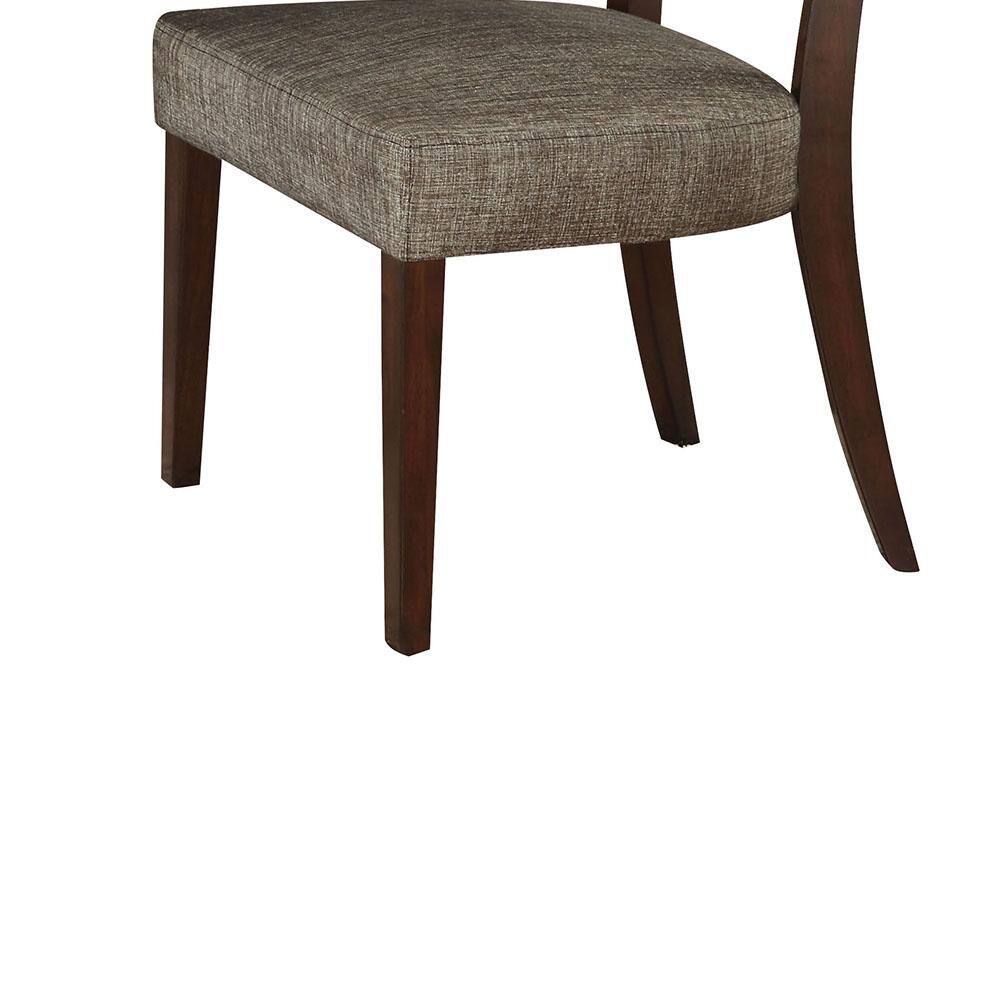 Gray Microfiber Upholstered Side Chair with Wood Legs