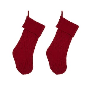 2PK Knitted Polyester Red Christmas Decoration ( Stocking)