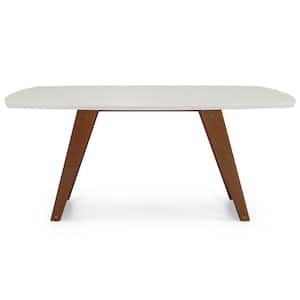 67 in Rectangle White/Almond Oak Wood Top with Wood Frame (Seats 6)