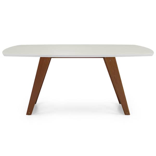 Herval 67 in Rectangle White/Almond Oak Wood Top with Wood Frame (Seats 6)