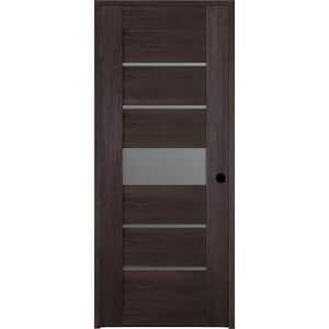 Vona 07-06 36 in. x 80 in. Left-Handed 5-Lite Frosted Glass Solid Core Veralinga Oak Wood Single Prehung Interior Door
