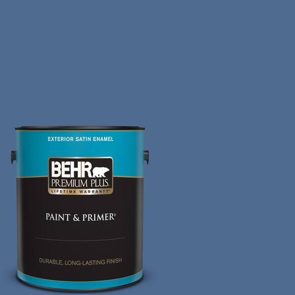 BEHR PREMIUM PLUS 1 gal. #590D-6 Wickford Bay Satin Enamel Exterior Paint & Primer