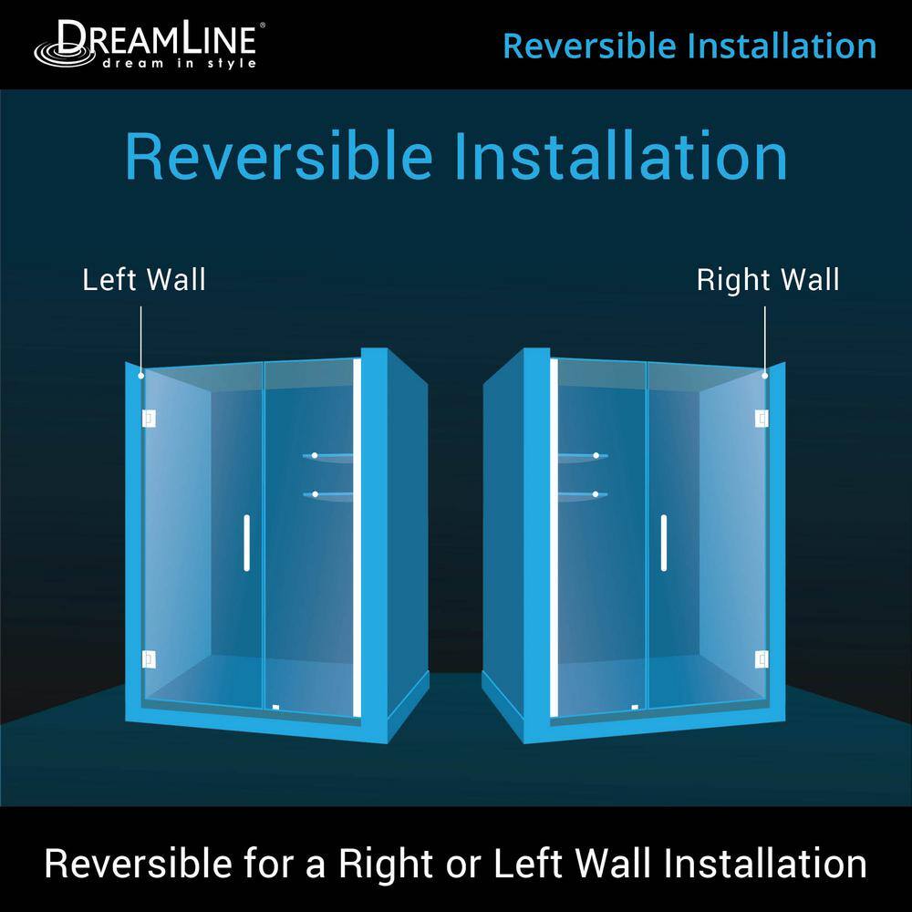 Matte Black Frameless Hinged Shower Door with Clear Glass