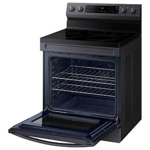 6.3 cu.ft. 5 Burner Element Smart Wi-Fi Enabled Convection Electric Range with No Preheat AirFry in Black Stainless