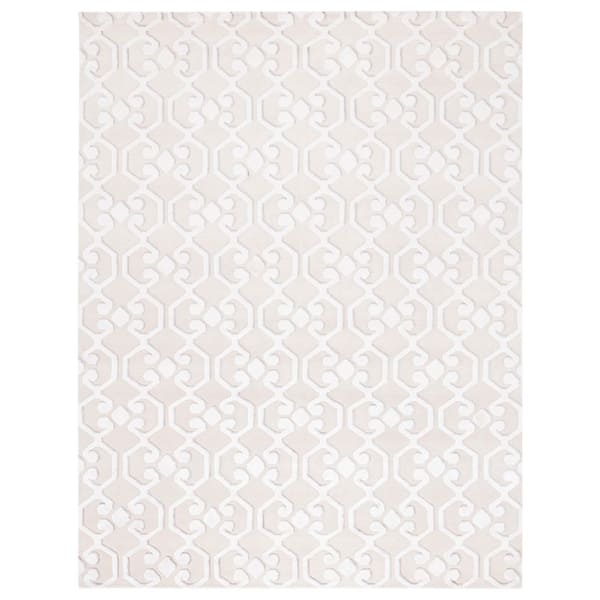 Tibetan 9 ft. x 12 ft. Ivory/Ivory Geometric Area Rug