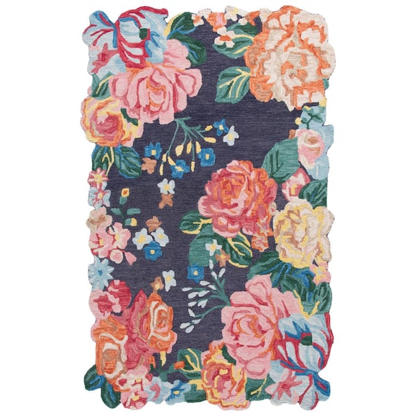 Jardin 3 ft. x 5 ft. Navy/Pink Floral Oversized Area Rug