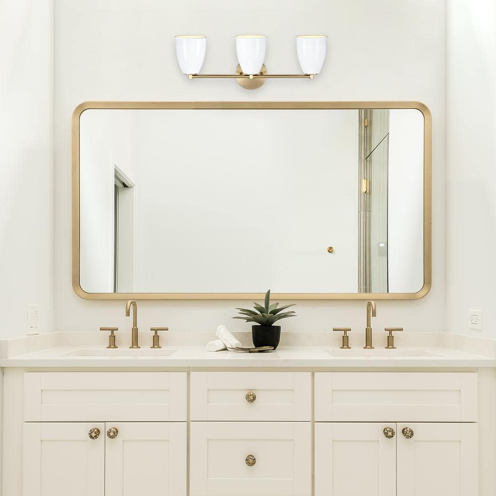Bilba Brushed Gold 3-Light Vanity with Metal Shades