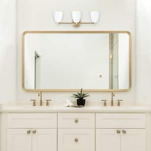 Biba 24 in. 3-Light Brushed Gold Modern Vanity with Ice Mist Metal Shades