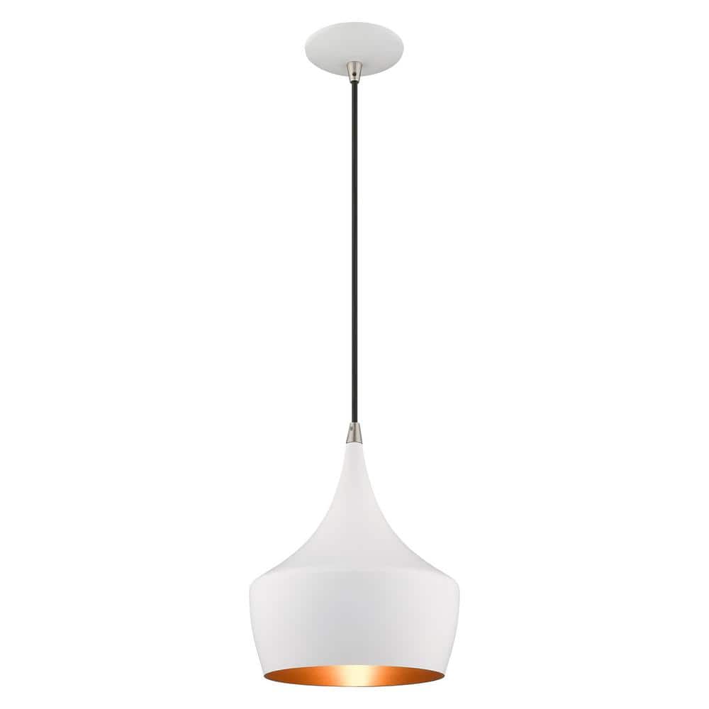 Waldorf Mini White Aluminum Pendant with Gold Lining
