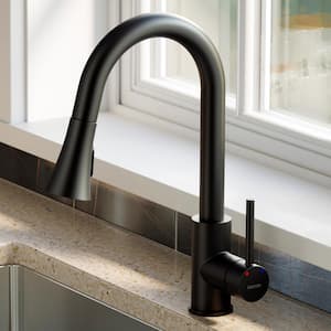 Weybridge Single Handle Pull Down Sprayer Kitchen Faucet in Matte Black