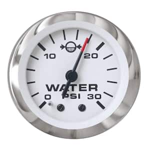 Lido 2 in. White and Stainless Steel Outboard Motor 0 PSI - 30 PSI Dial Range Water Pressure Gauge