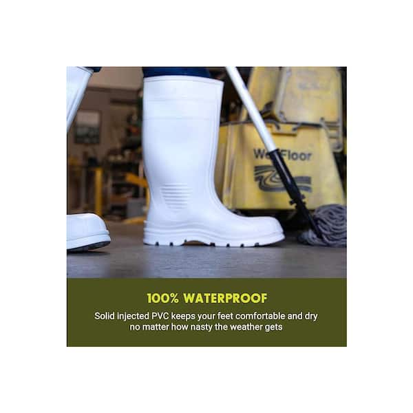 Men's Size 6 White Economy Jumbo Shrimp Steel Toe PVC Boot 70665