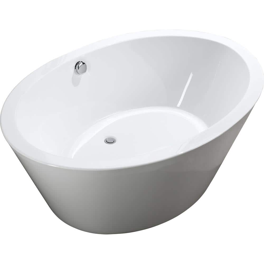 Udine 66.96 in. Acrylic Flatbottom Non-Whirlpool Freestanding Bathtub in Glossy White price history on PriceWatchPro