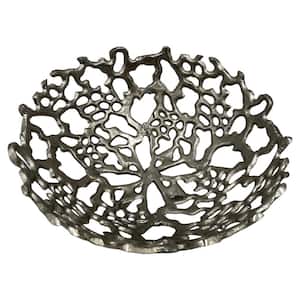 12 in. Decorative Metal Nest Bowl in Nickel Color
