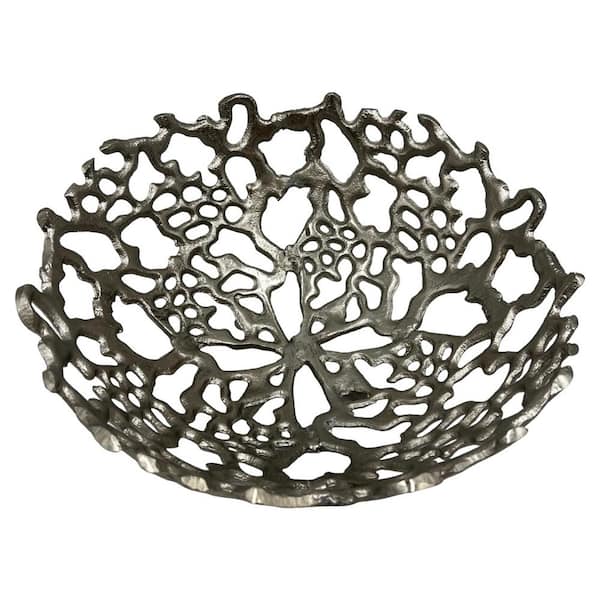 castellousa 12 in. Decorative Metal Nest Bowl in Nickel Color