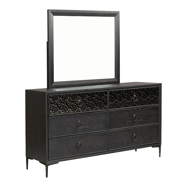 Jolt Espresso 6-Drawer 66 in. Dresser with Mirror