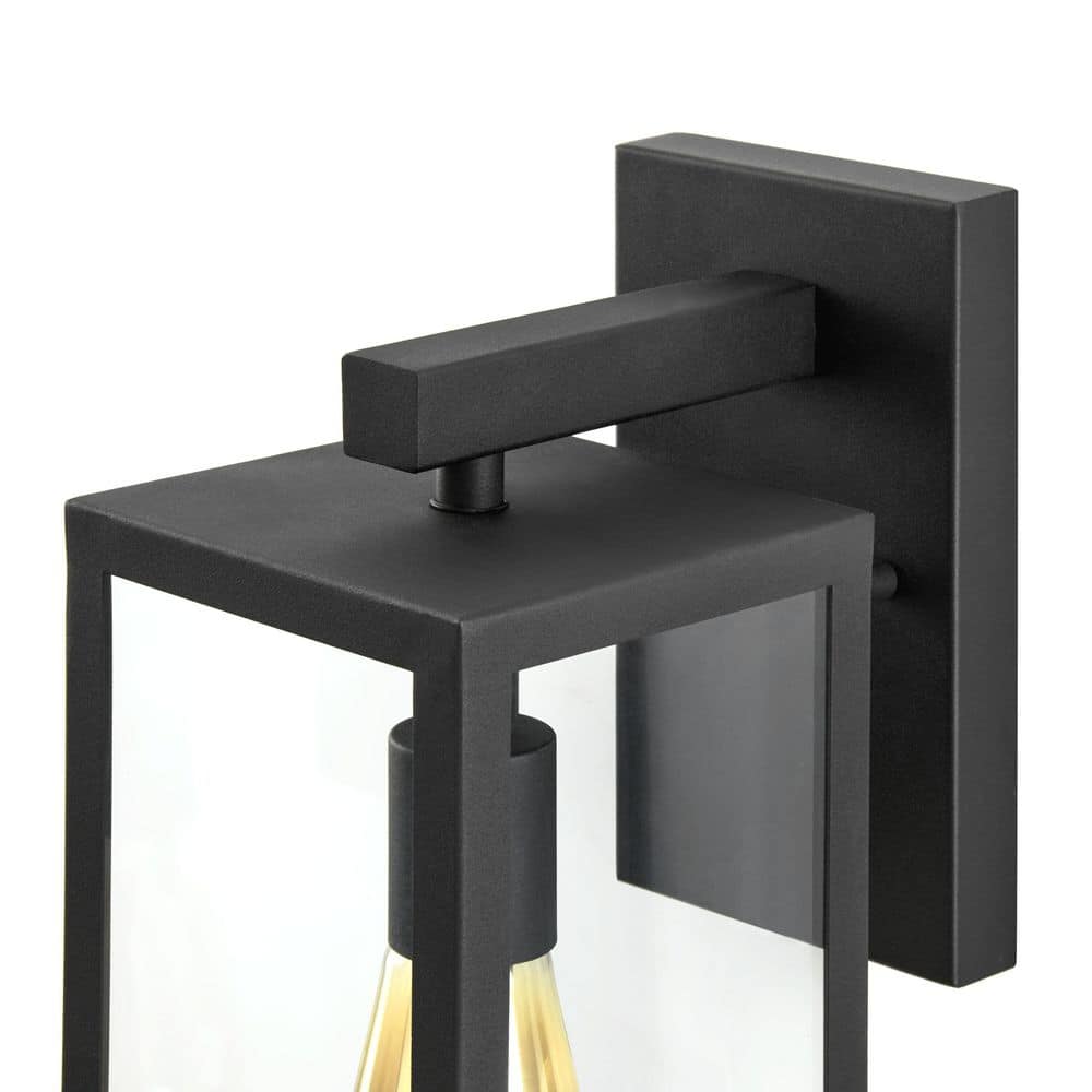 Matte Black Farmhouse Outdoor Wall Lantern with Clear Glass Shade