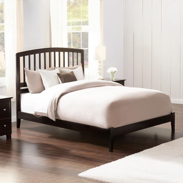 AFI Richmond Espresso Dark Brown Solid Wood Queen Traditional Panel Bed with Open Footboard and Attachable Device Charger