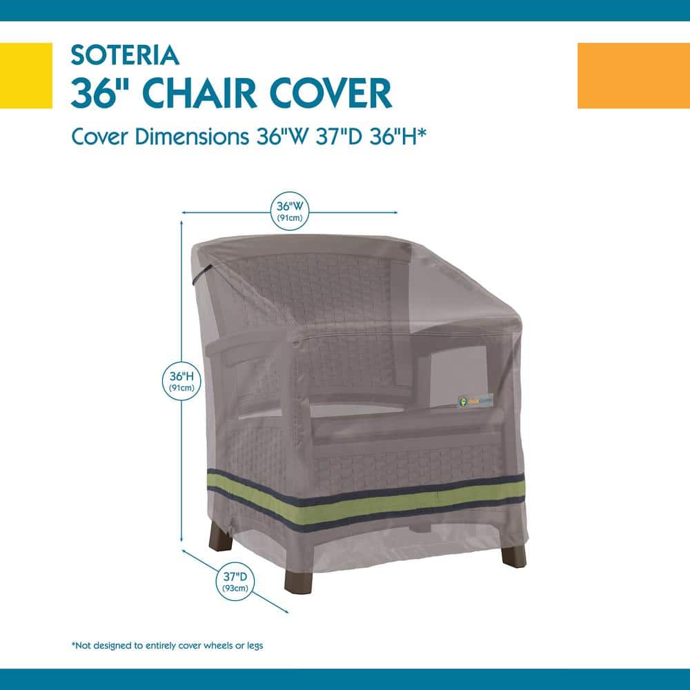 Soteria 36 Inch Grey Waterproof Patio Chair Cover