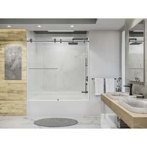 Eclipse 60 in. W x 60.5 in. H Frameless Bypass Sliding Tub Door in Matte Black