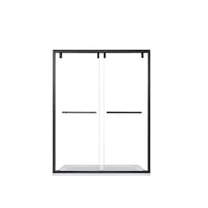 Brescia 60 in. W x 76 in. H Sliding Framed Shower Door/Enclosure in Matte Black with Clear Tempered Glass