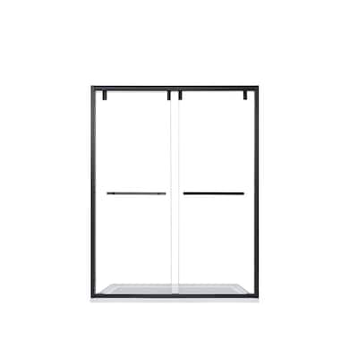 Brescia 60 in. W x 76 in. H Sliding Framed Shower Door/Enclosure in Matte Black with Clear Tempered Glass